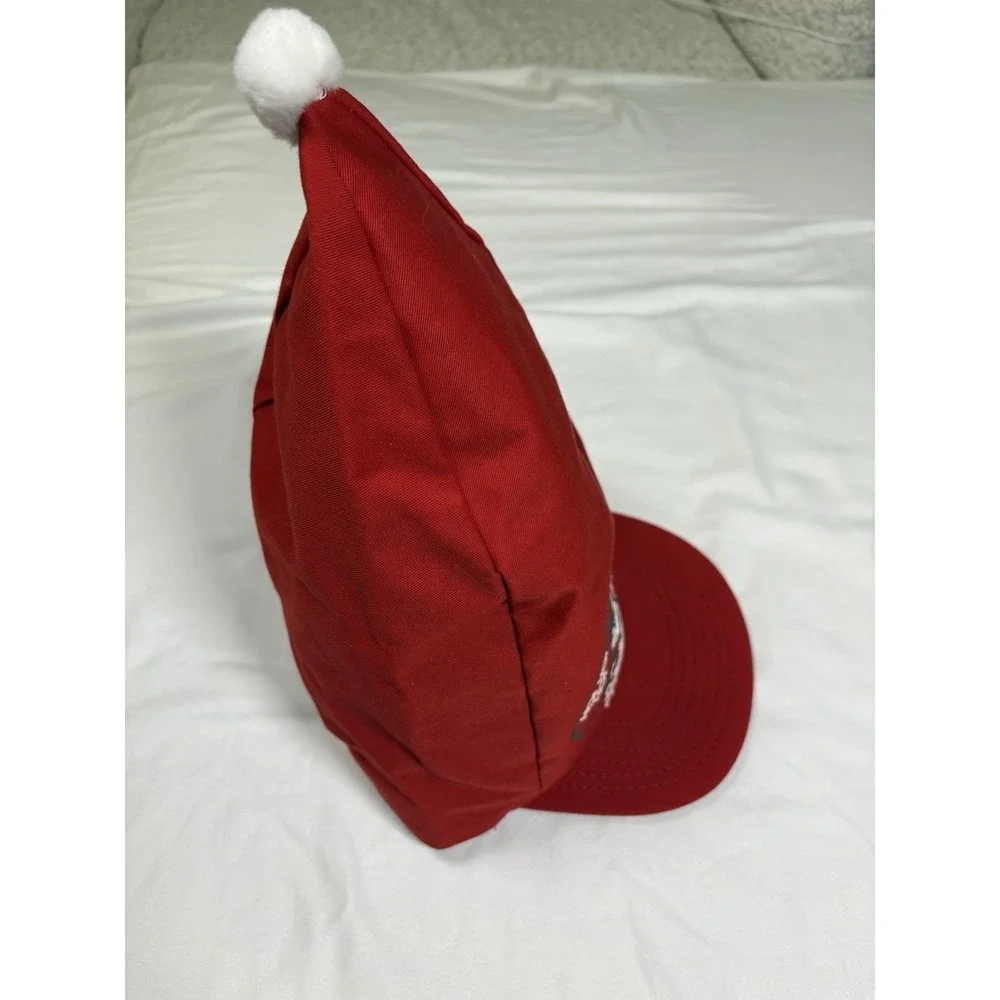 Vintage Merry Christmas Santa Hat Made in USA Novelty Stocking Pointed Snapback